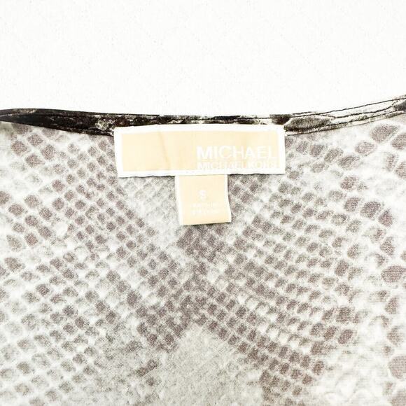 Michael Kors Snakeskin Brown Patterned Dress Leather Buckle Accent Size Small - Picture 3 of 5